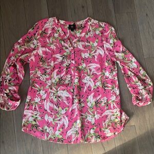 Jm collection Pink Blouse with Mandarin Collar